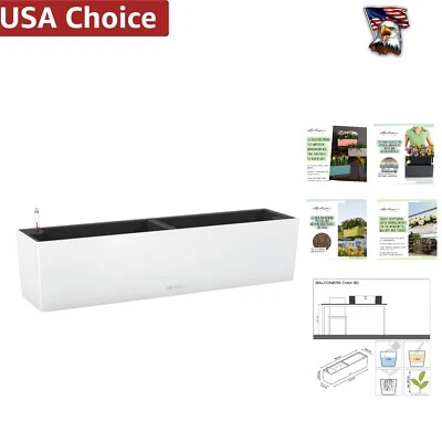 31" White Matte Self-Watering Planter Box for Modern Indoor & Outdoor Gardens - Image 1 of 4