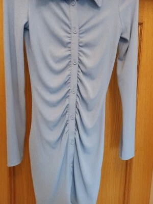 Ladies H & M Blue Ribbed Bodycon Dress SIZE XS - Image 1 of 4