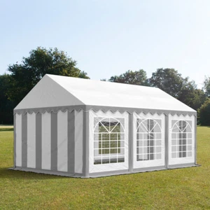 Partyzelt 3x6m Festzelt Gartenzelt Pavillon Bierzelt wasserdicht PVC grau-weiß - Bild 1 von 8