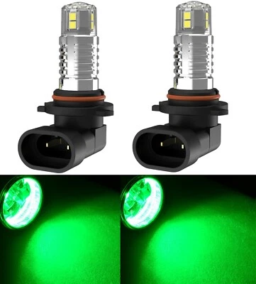 LED 20W 9005 HB3 Green Two Bulbs Head Light High Beam Replace Show Use Lamp - Image 1 of 4