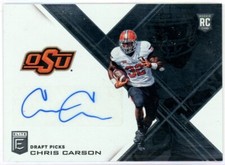 2017 Panini Donruss Elite Chris Carson Auto Rookie RC #289 Oklahoma St Cowboys