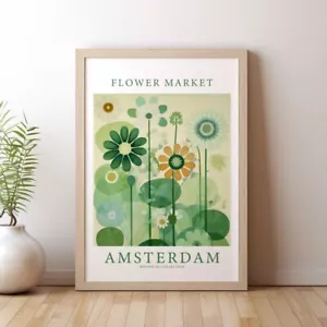 Blumenmarkt Druck, Amsterdam Botanical Poster Floral Wandbild Druck A3 A4 A5 - Bild 1 von 6