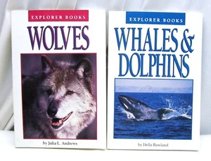 2 BOOKS WHALES and DOLPHINS AND WOLVES by Della Rowland 1991 Paperbacks Children - Imagen 1 de 4