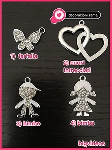 DECORAZIONE ZAMA BOMBONIERE COPPIA CUORE BIMBA BIMBO NASCITA NOZZE FARFALLA 12PZ - Foto 1 di 1