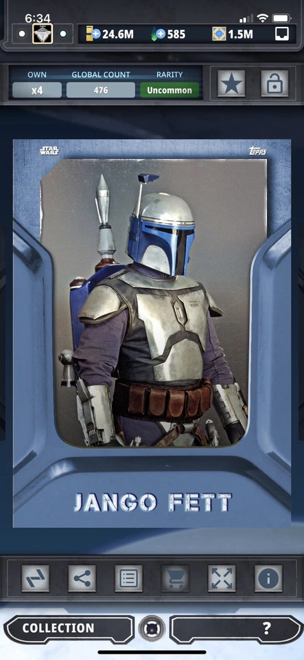 Topps Star Wars Digital Card Trader Blue Armored & Ready Jango Fett Award - Image 1 of 1