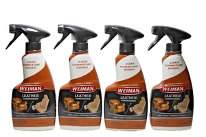 4 x WEIMAN LEATHER CLEANER CONDITIONER FOR CARS, FURNITURE, SHOES, BAGS 355ml - Picture 1 of 13