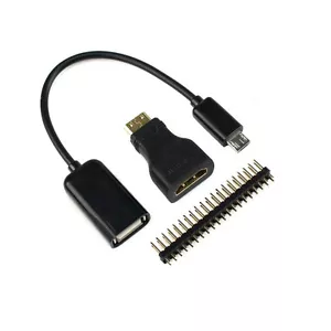 Raspberry Pi Zero Mini-HDMI Male to HDMI Female + Micro USB to USB + Male GPIO - Picture 1 of 4