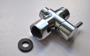 Chrome Bidet Brass T-Adapter 7/8" & Shut-Off Valve Bathroom Toilet Bidet Sprayer - Picture 1 of 8
