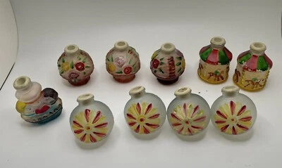 10 cubiertas de luz de árbol de vidrio grabadas de Navidad vintage pintadas a mano redondas victorianas Foto 1 de 4