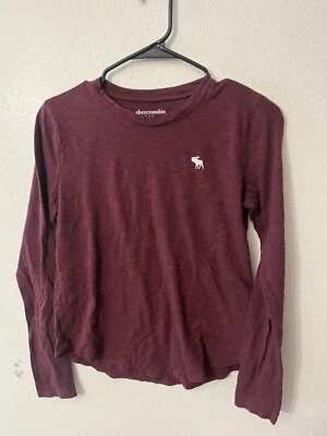 Camiseta Abercrombie Niños Granate 100% Algodón Manga Larga Cuello Redondo Niños Talla 13/14 Foto 1 de 3