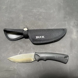BUCK MADE IN USA BUCKLITE MAX 2019 BLACK RUBBER FIXED BLADE KNIFE 673 - Picture 1 of 9