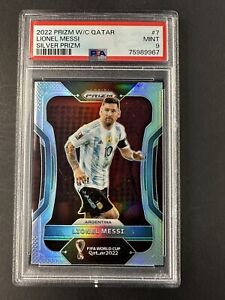 2022 Prizm FIFA World Cup Qatar Lionel Messi #7 Silver Prizm PSA 9 Mint