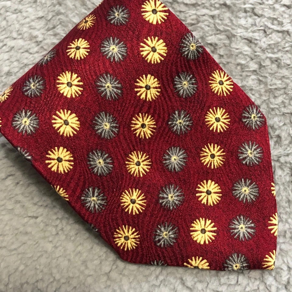 Ermenegildo Zegna 57" Necktie 100% Silk Red Gold Silver Tie - Image 1 of 4