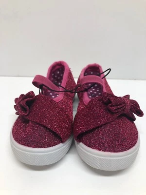 NEW Cat & Jack Toddler Girls Pink Glitter Bow Slip On Shoes - Image 1 of 4