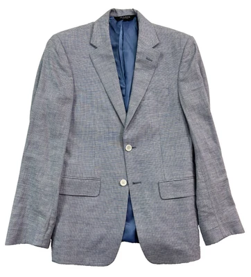 Chaqueta Blazer Jos A Bank 36S Lino Lana Traje Deportivo Abrigo Azul Blanco Pata de Gallo Foto 1 de 4