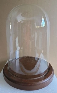 Vintage Klarglas Cloche Kuppel mit Holzsockel 8” x 5,5” Display Wohnkultur - Bild 1 von 4