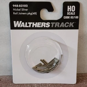 Walthers 948-83102 Code 83 or 100 Nickel-Silver Rail Joiners package of 48 - Picture 1 of 3