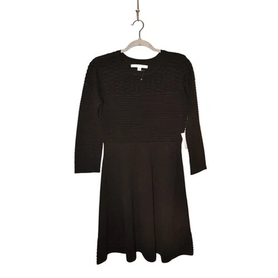 MARC NEW YORK NEW $128 Negro Texturizado Suéter Tejido Ajuste y Acampanado Vestido Pequeño Foto 1 de 3