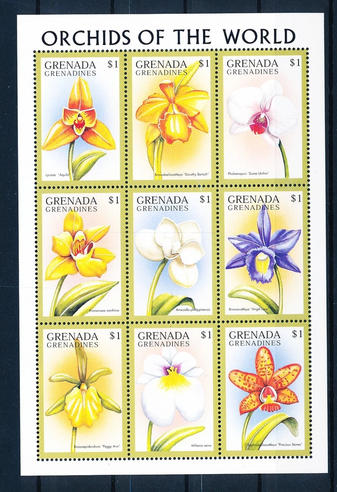 LS62292 Grenada orchids plants flowers good sheet MNH - Image 1 of 1