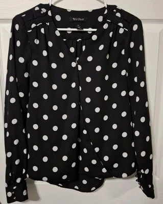 Женская блузка из полиэстера WHITE HOUSE BLK MARKET в горошек 10 - Изображение 1 из 4