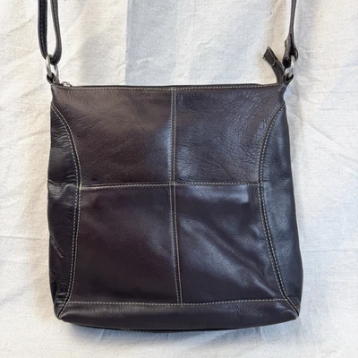 Le Donne Chocolate Brown Leather Lined Adjustable Strap Crossbody Bag - Image 1 of 4