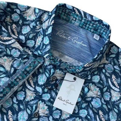 Robert Graham Fresno Floral Print Short Sleeve Shirt Size XL $188 - Image 1 of 4