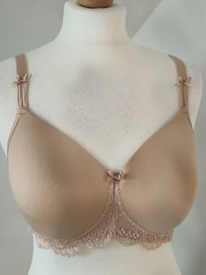 38C Royce Georgia Non Wired T Shirt  Bra Lightly Padded Nude Lace Trim - Image 1 of 4
