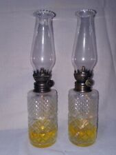 Lot Of Two Vintage 1985 Austrian Lamplight Farms Crystal Glass Oil Lamps 10" 