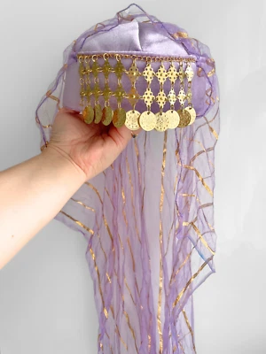 Lilac Women's Fes Fez Hat, Traditional Turkish Costume, Belly Dance, Henna Night Foto 1 de 4