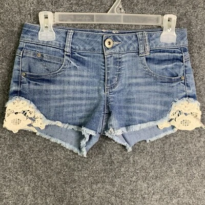 Pantalones Cortos Denim Hot Botín Jolt Jr Talla 1 Detalle de Crochet Dobladillos Crudos Foto 1 de 4