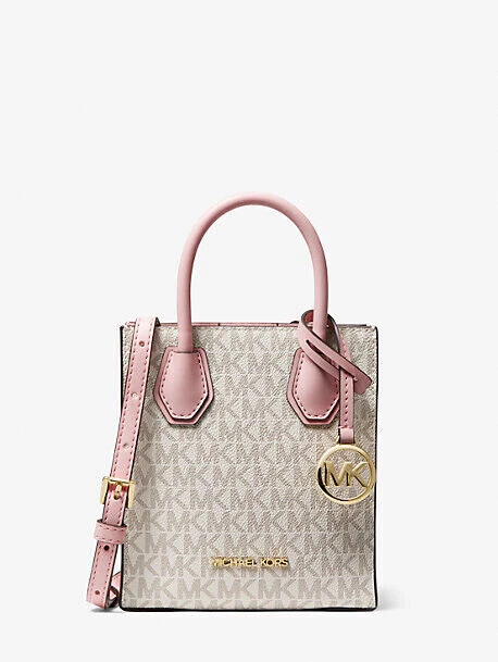 Michael Kors Mercer Extra-Small Logo and Leather Crossbody Bag - Powder Blush Multi