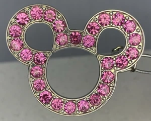 Disney Mickey Mouse Pink Rhinestone Hair Clip Barrette Signed - Picture 1 of 12