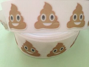 Grosgrain Emoji Faccia Sorridente Nastro Cacca 7/8"" 22mm 5/8" - Foto 1 di 1