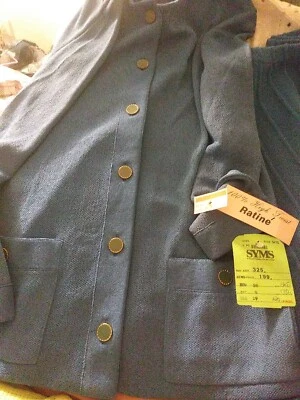 NWT CastleBerry Women’s Blue Knit 2 Piece Skirt Suit Size 9-10 - Image 1 of 4