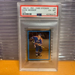 Pegatina O PEE CHEE 1984 - Mark Messier #5 Houston Oilers Salón de la fama PSA 6 - Imagen 1 de 7