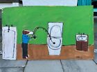 Hudson, New York Outsider Artist Earl Swanigan Dog Fishing In Toilet Painting