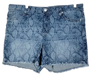 Seven 7 Size 14 Womens Snake Animal Print Denim Shorts Stretch Cut Off - Picture 1 of 9