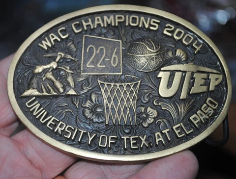 UTEP Miners 2004 WAC basketball championship belt buckle, SCARCE, NUMBERED #54 Cover