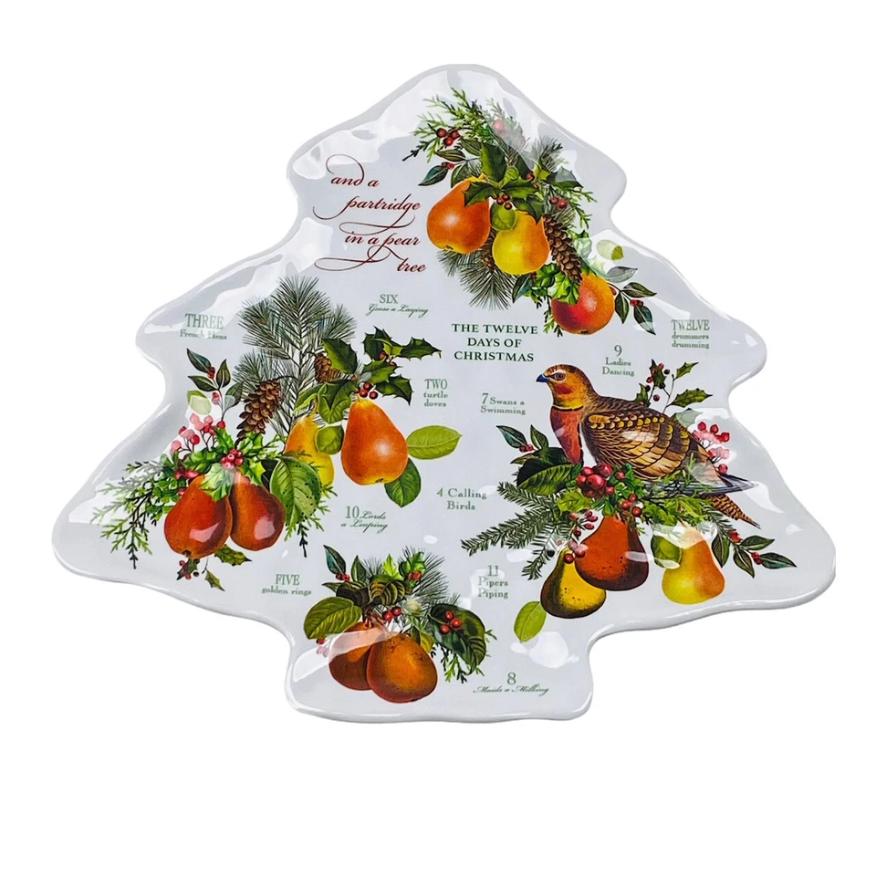 Michel Design Works Christmas In A Pear Tree Shaped Melamine Serveware Plate  - Image 1 of 1