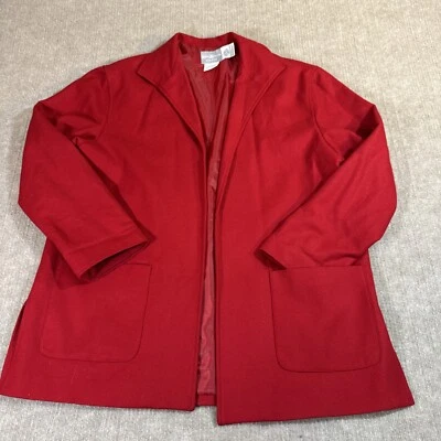 Blazer Jaclyn Smith Mujer 16 Lana Rojo Bolsillo Parche Frontal Abierto Foto 1 de 4