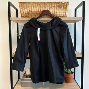 NWT Talbots Sabrina Everyday Stretch Cotton Poplin Black Career Blouse Top, XS - Picture 1 of 9