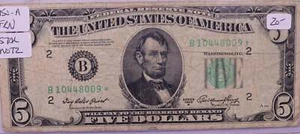 1950 A, $5., Federal Reserve Note., Circulated., Store #0761 - Picture 1 of 2