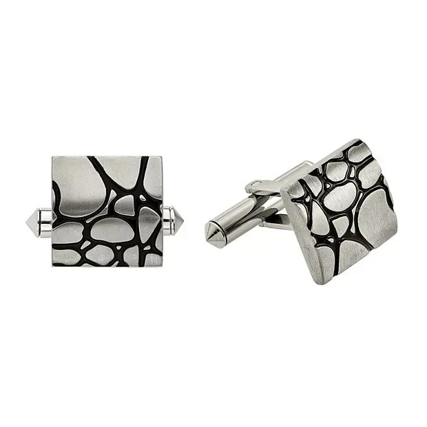 Titanium & Black Enamel Design Cuff Links, Closeout $75 - Image 1 of 1