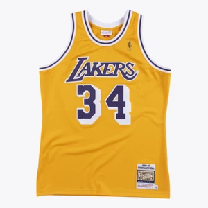Shaquille O'Neal Gold Los Angeles Lakers Mitchell & Ness Authentic Road Jersey - Picture 1 of 3
