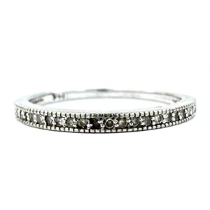 14ct 585 White Gold Anniversary Ring W/ Natural Diamonds 0.20ct - Size N - Picture 1 of 8