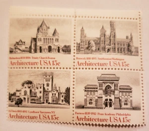 USA 1981 "ARCHITECTURE" Scott #1838-41, Block of Four, 15-Cent MINT Stamps, MNH! - Picture 1 of 2