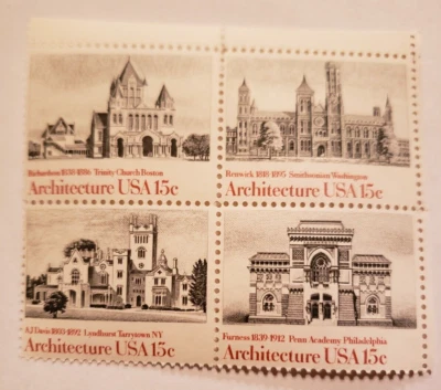 USA 1981 "ARCHITECTURE" Scott #1838-41, Block of Four, 15-Cent MINT Stamps, MNH! - Image 1 of 2