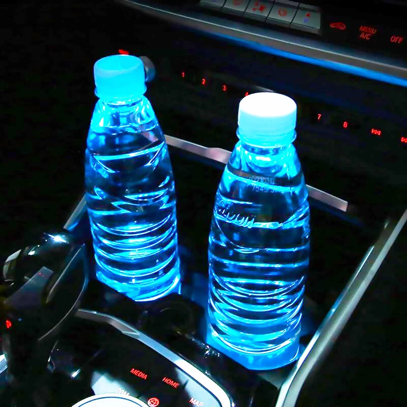 Portabotellas LED de 7 colores para coche alfombrilla posavasos almohadilla luces de atmósfera lámpara decoración Foto 1 de 4