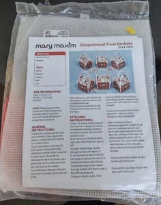 Mary Maxim Plastic Canvas Kit Christmas New In Package Gingerbread Treat Baskets - Picture 1 of 4