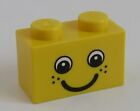 LEGO-Stein/Brick 1 x 2 bedruckt, Smile Gesicht (Sommersprossen), gelb #3004pb085
